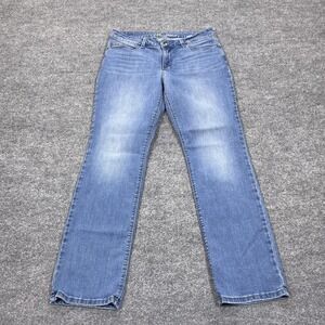 Lee Jeans Womens M Blue Light Wash Straight Mid Rise Stretch Regular 34x31